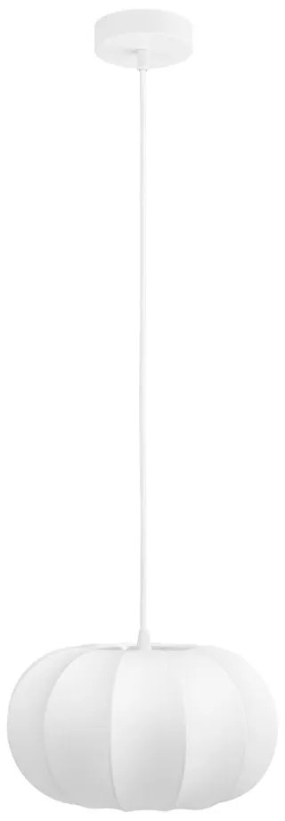 Biele závesné svietidlo s textilným tienidlom ø 28 cm Coventry – House Nordic