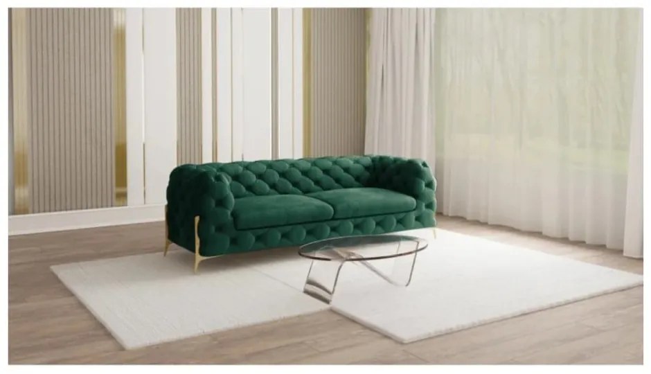 Tmavozelená zamatová pohovka 225 cm Chelsea Bis – Ropez