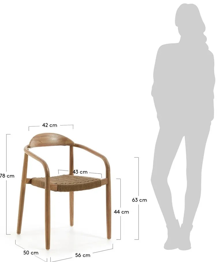 Drevená stolička s béžovým sedákom Kave Home Glynis