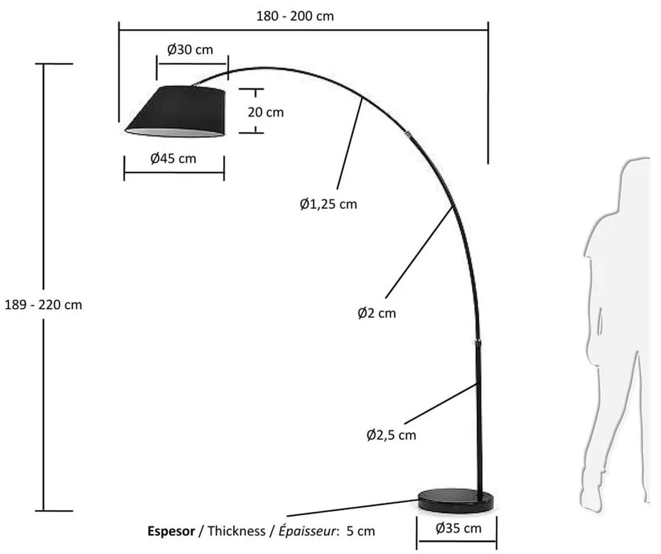 Čierna stojacia lampa s textilným tienidlom (výška 189 cm) May – Kave Home