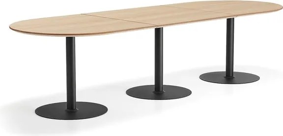 Stôl METRIC, ovál, 3000x1000x720 mm, čierna/dub