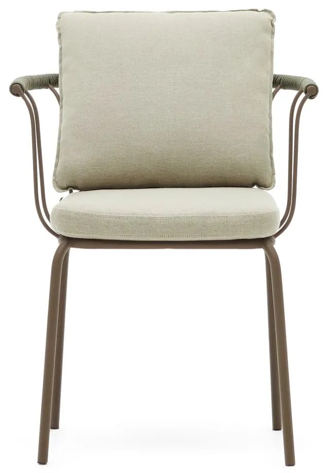 Zelená/béžová kovová záhradná stolička Salguer - Kave Home