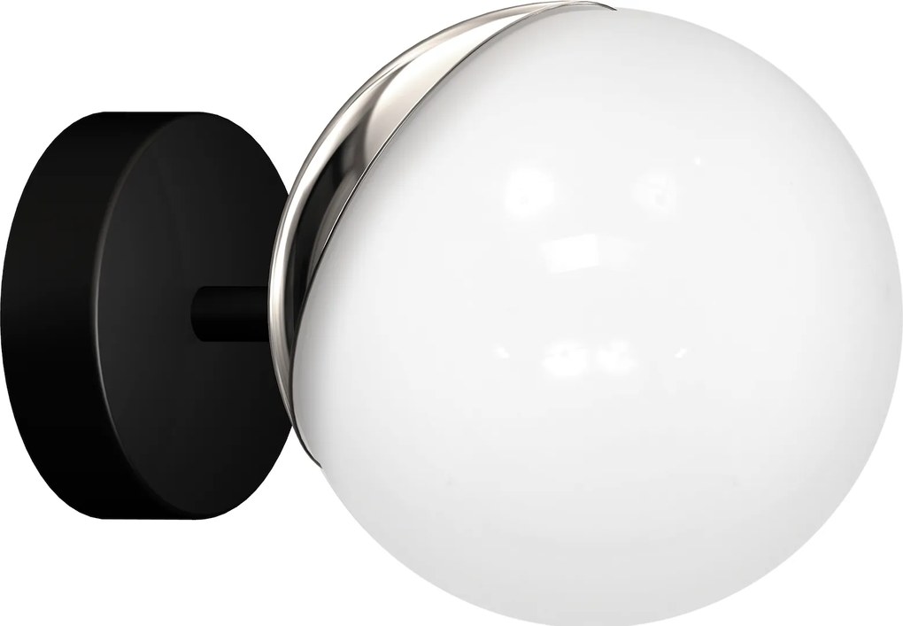 Nástenné svietidlo Sfera, 1x biele sklenené tienidlo, b/ch
