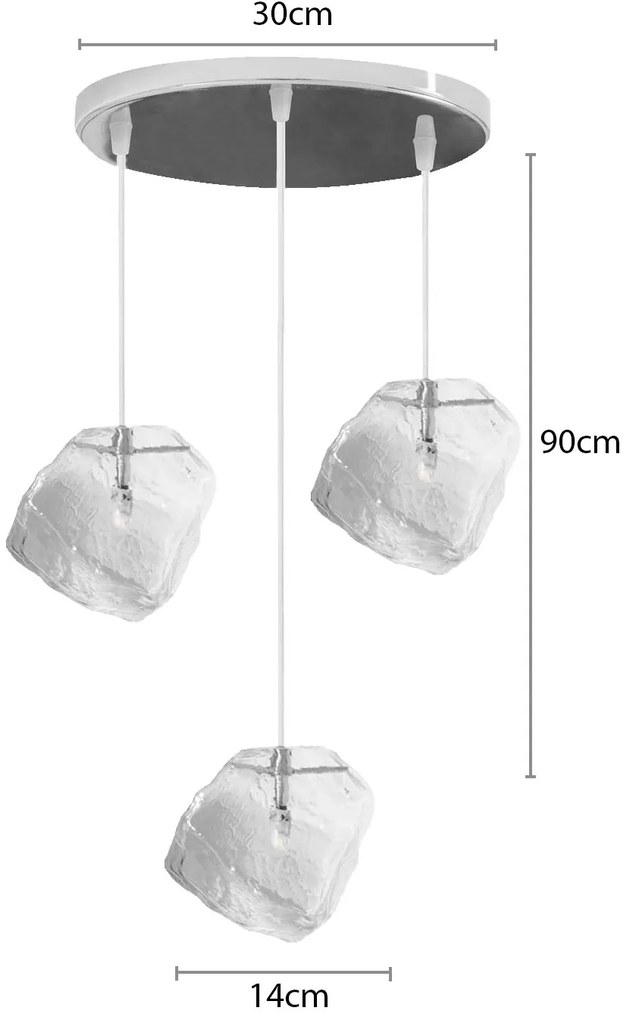 Stropné svietidlo 3 ICE - kov / sklo - číre