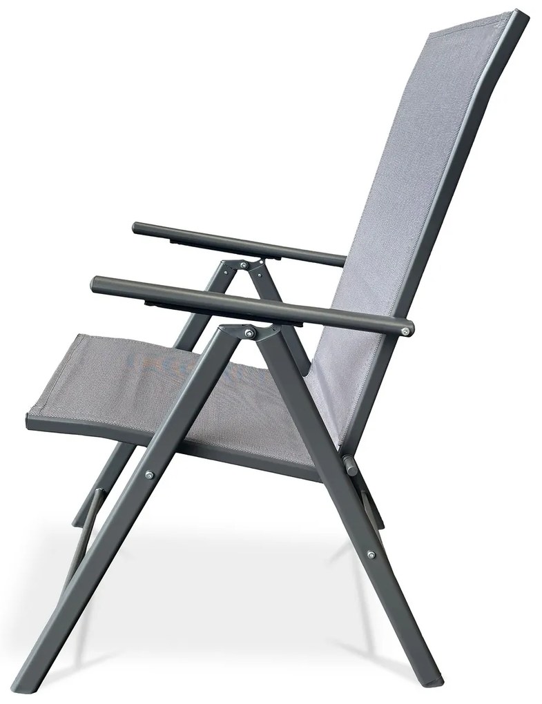 Autronic Záhradná stolička, kov, textil, sivá, AZC-S1116 GREY