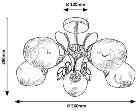 Rabalux - Luster na tyči 5xE27/40W/230V