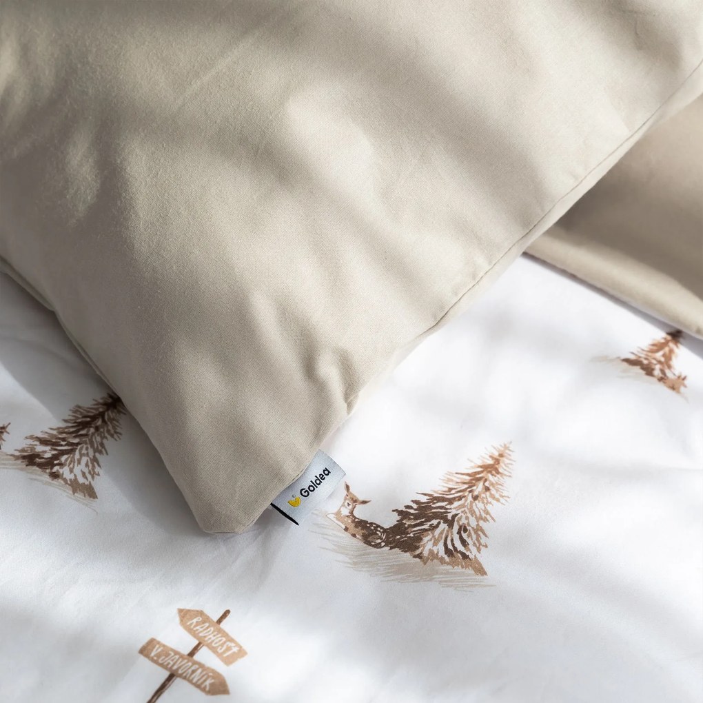 Goldea bavlnené posteľné obliečky duo - beskydy s latte 200 x 200 a 2ks 70 x 90 cm