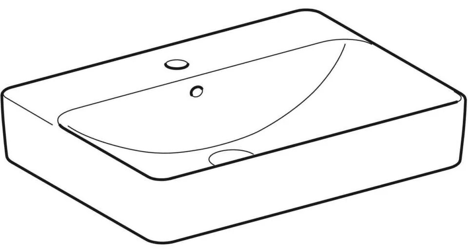 Geberit VariForm - Umývadlo na dosku 600x450 mm, s prepadom, otvor na batériu, biela 500.780.01.2