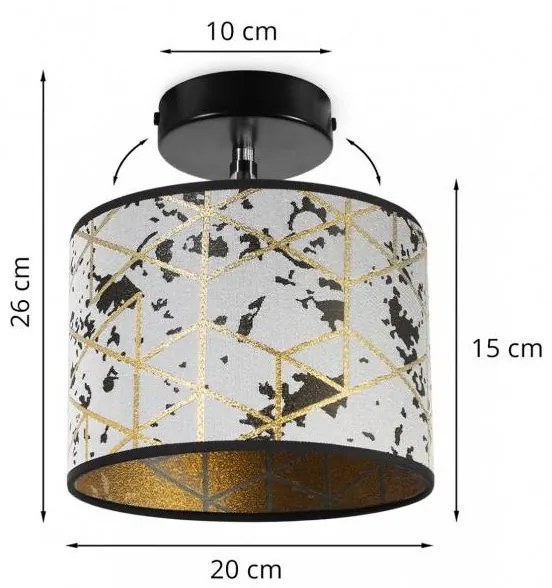 Bodové svietidlo Werona 5, 1x sivé textilné tienidlo so vzorom, (možnosť polohovania), g