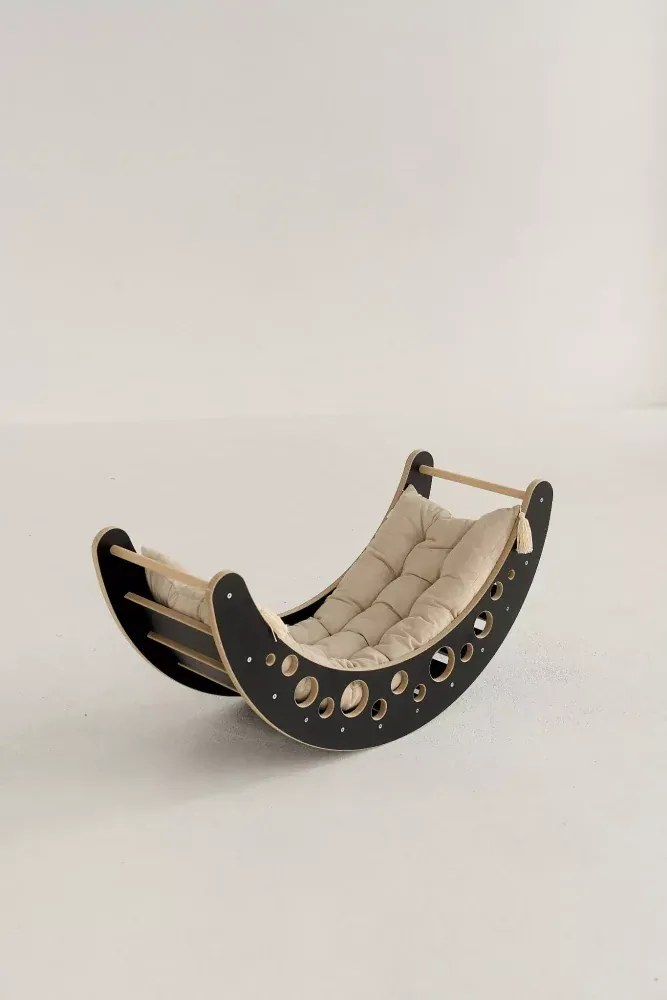 Drevená Montessori hojdačka Moon L Šedá