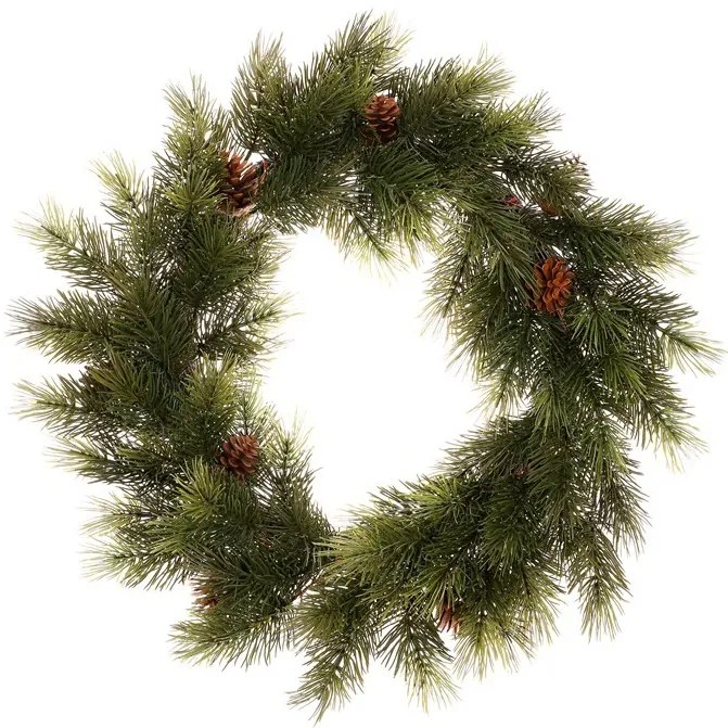 Umelý veniec z borovice so šiškami, pr. 66 cm, zelená
