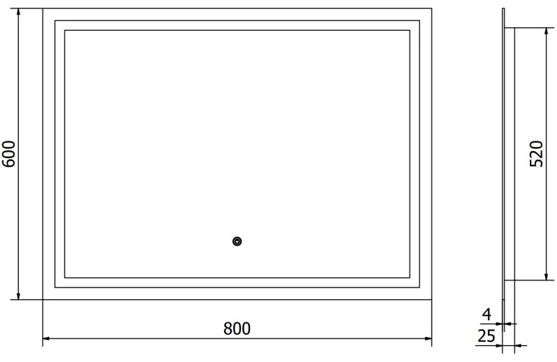 Mexen Miko, LED kúpeľňové zrkadlo s podsvietením 100 x 80 cm, 6000K, ochrana proti zahmlievaniu, 9819-100-080-611-00