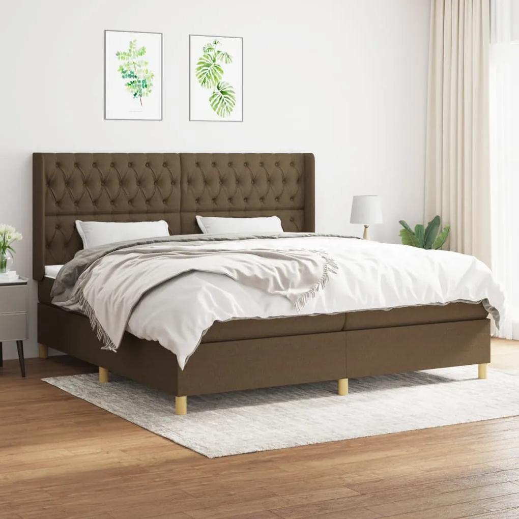 Boxspring posteľ s matracom tmavohnedá 200x200 cm látka 3132260