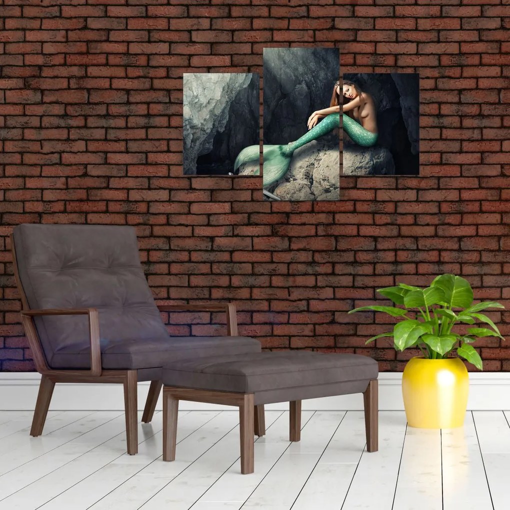 Obraz - Morská panna na skale (90x60 cm)