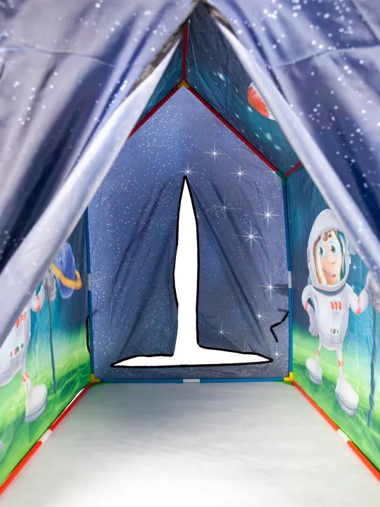 Detský hrací stan IPLAY – domček s vesmírnym motívom, farebný (95×72×102 cm)