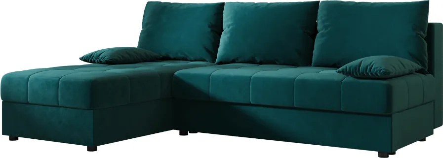 Rozkladacia obojstranná sedacia súprava do L VENORIA SLIM 200x143 cm, petrolejová + 2 vankúšiky ZDARMA