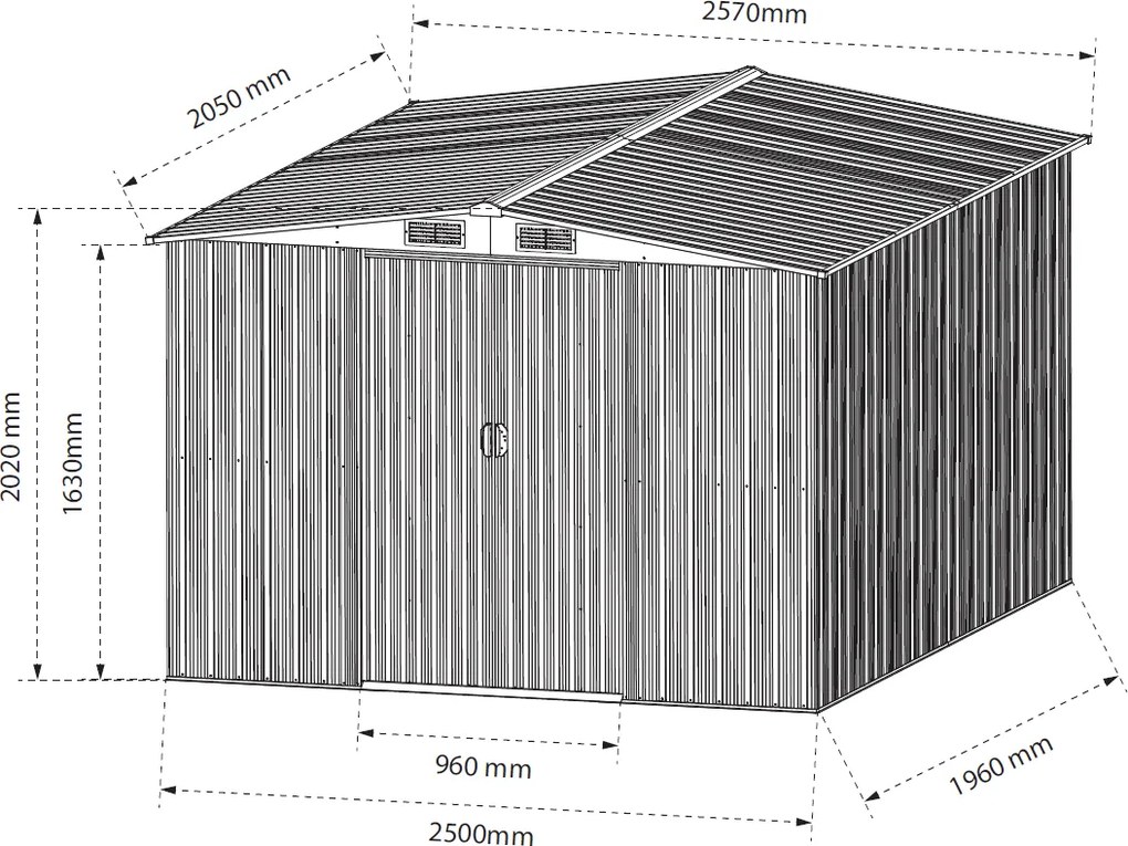 Záhradný domček BestBerg BBSH-608W / 5,3 m² / 205 x 257 x 202 cm / dekor dreva/hnedá