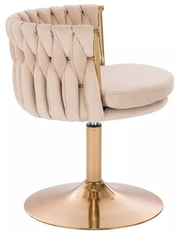 LuxuryForm DESIGN Stolička LYON VELUR na zlatom tanieri - krémová