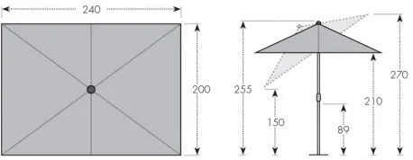 Derby Basic Lift NEO 2,5 x 2 m - naklápacie slnečníky s kľučkou : Barvy slunečníků - 846