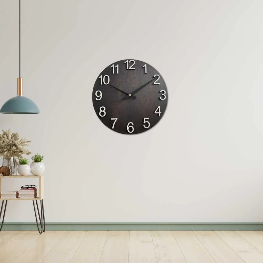 Dizajnové nástenné hodiny z masívneho dreva - GAKOU: HDF - Biela 30 cm 4624-107699 MAS017-3169-hands/black