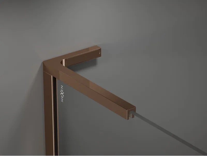 Mexen Velar L, sprchový kút s posuvnými dverami 100 x 75 cm, 8mm číre sklo, ružové zlato, 871-100-075-03-60