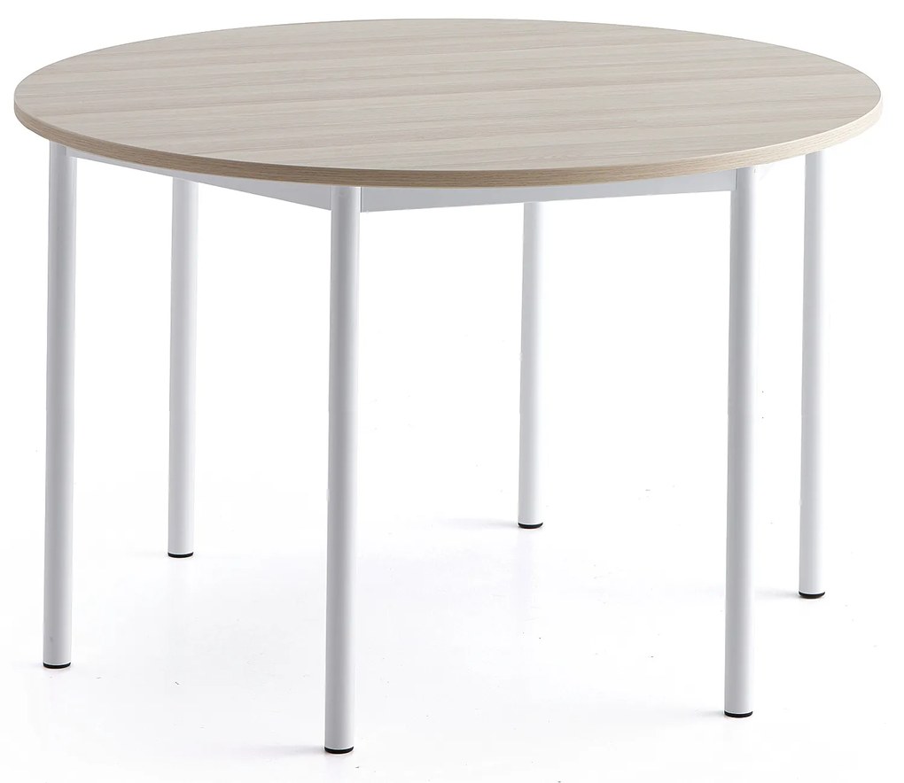 Stôl BORÅS PLUS, Ø1200x760 mm, laminát - jaseň, biela