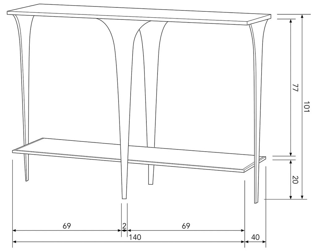 Konzolový stolík coops 140 x 101 cm mosadz MUZZA