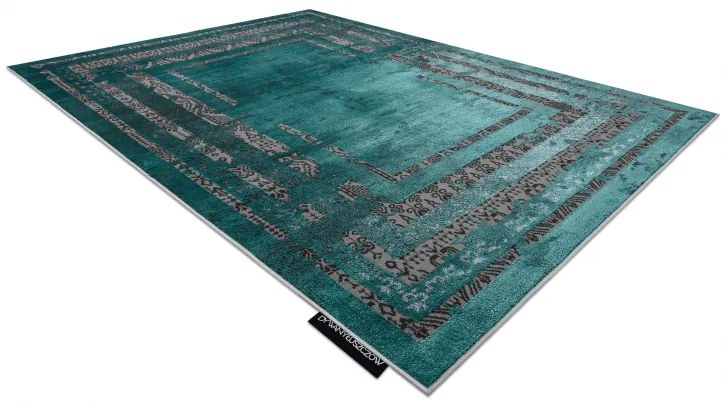 Moderný koberec DE LUXE 1516 Rám vintage - Štrukturálny zelený / antracit