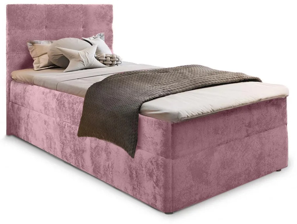 Čalúnená posteľ boxspring GLORIEN VELVET 80x200 cm ružová Matrac: Matrace Bonell pružinová