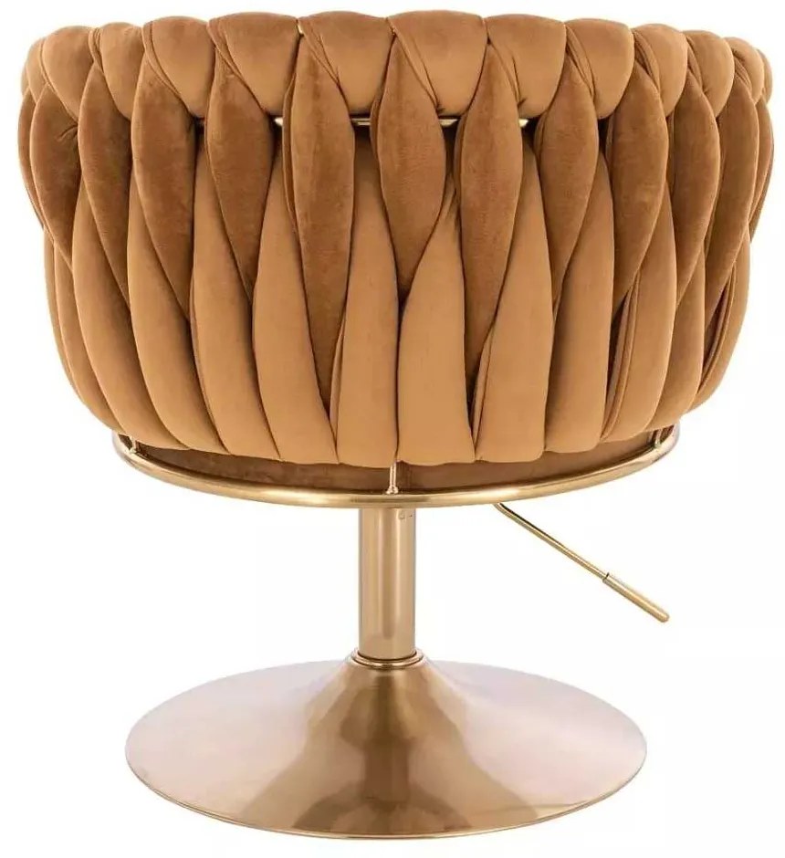 LuxuryForm DESIGN Kreslo NORDEN VELUR na zlatom tanieri - medové