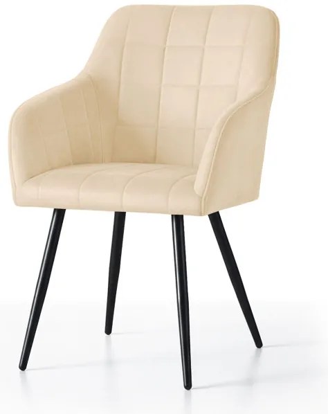 Sada dvoch jedálenských stoličiek LUXANO zamatové, béžové / čierne nohy (2 ks)