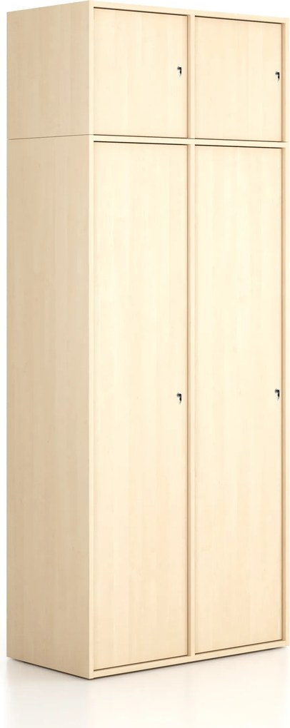 Nadstavba pre skrine FRAME, 2x dvere, 872 x 450 x 427 mm, cylindrický zámok, breza