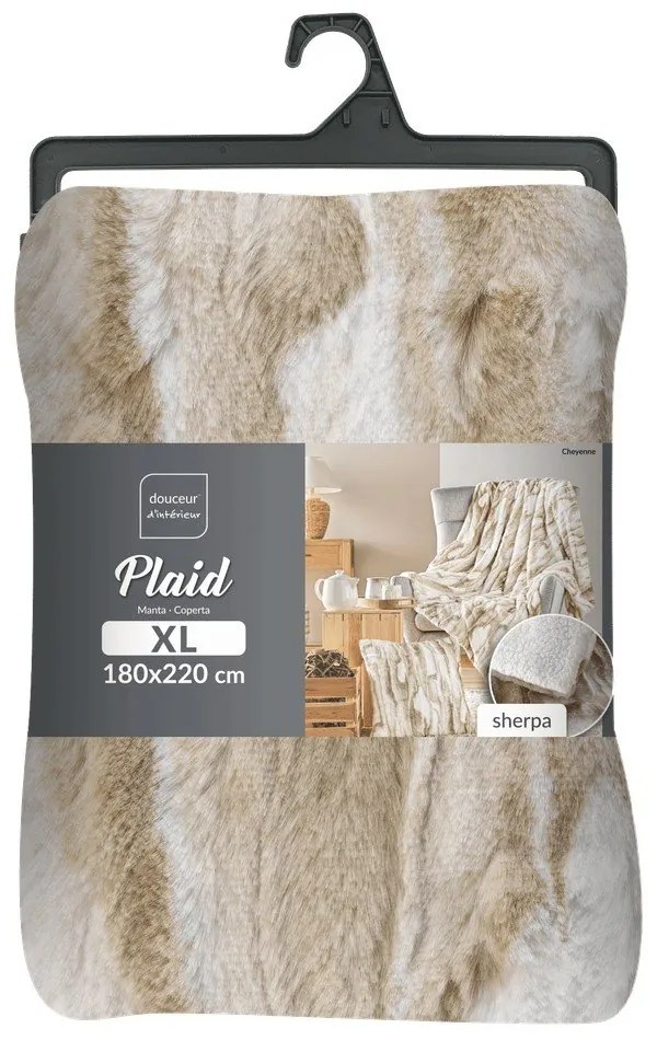 Béžová deka z umelej kožušiny 180x220 cm Cheyenne – douceur d'intérieur