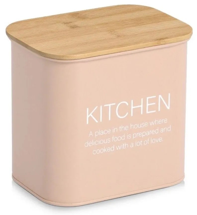 Zeller Present Plechová dóza s bambusovým vekom, mandľová KITCHEN ZELLER 2,3l - 17 x 12 x 16 cm