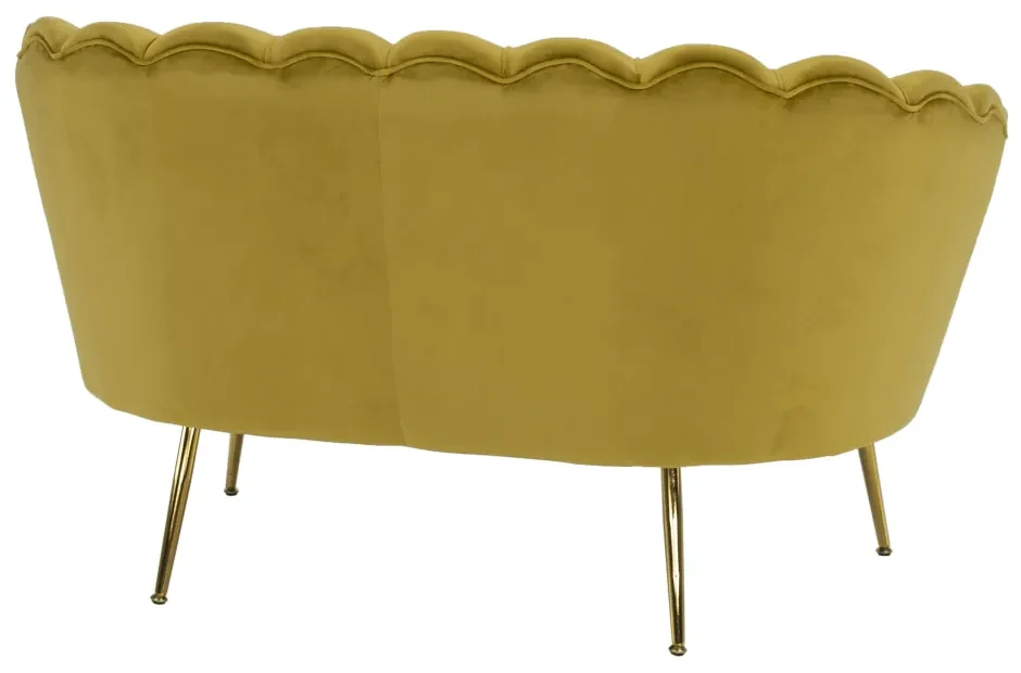 Lavica v štýle Art-deco, horčicová Velvet látka/gold chróm-zlatý, NOBLIN