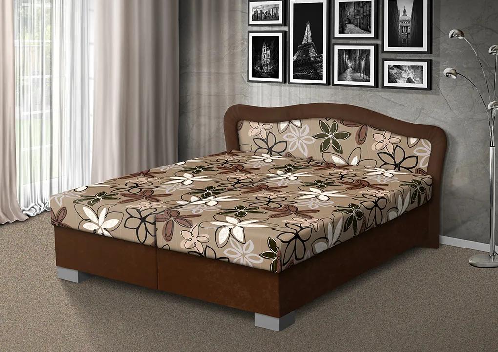 Nabytekmorava Čalúnená posteľ s úložným priestorom Sára170 čalúnenie: béžová/MEGA 16 hnedá, Typ roštov: polohovacie