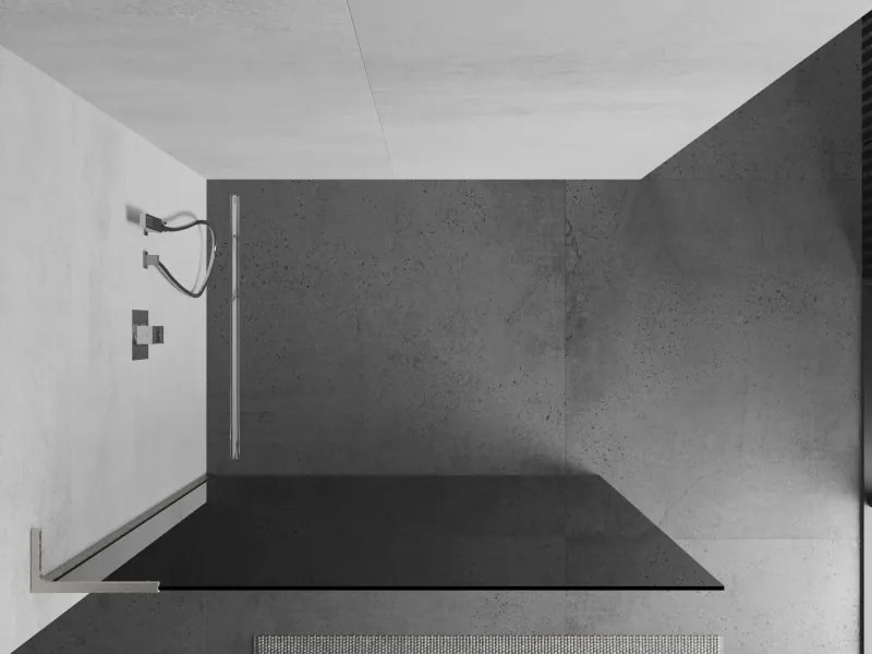 Mexen Kioto L, sprchová zástena Walk-In 90 x 200 cm, 8mm šedé sklo, brúsená oceľ profil, 800-090-103-97-40
