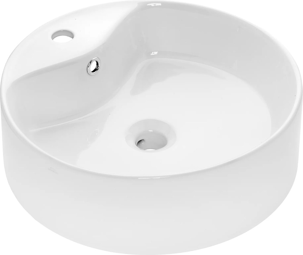 Invena Rondi, okrúhle keramické umývadlo na dosku 470x470x155 mm, biela lesklá, INV-CE-21-001-W