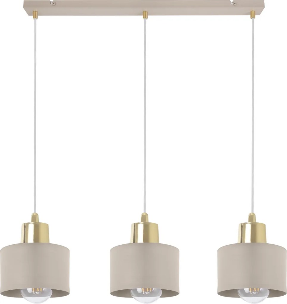 Závesné svietidlo Panta, 3x béžové kovové tienidlo, g