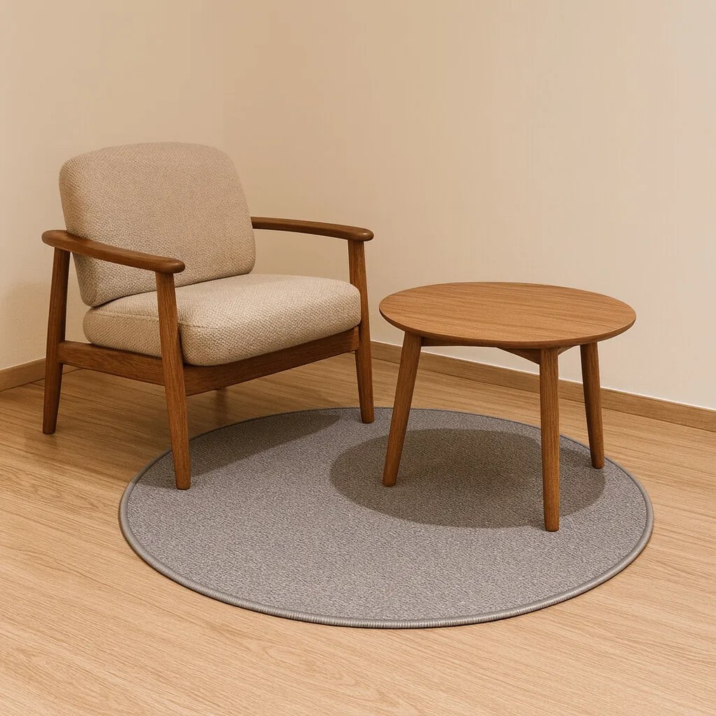 AladinWorld Expres, Kusový koberec Atlas 92 šedý kruh, 200x200 (priemer) kruh, šedá, chodba / predsieň