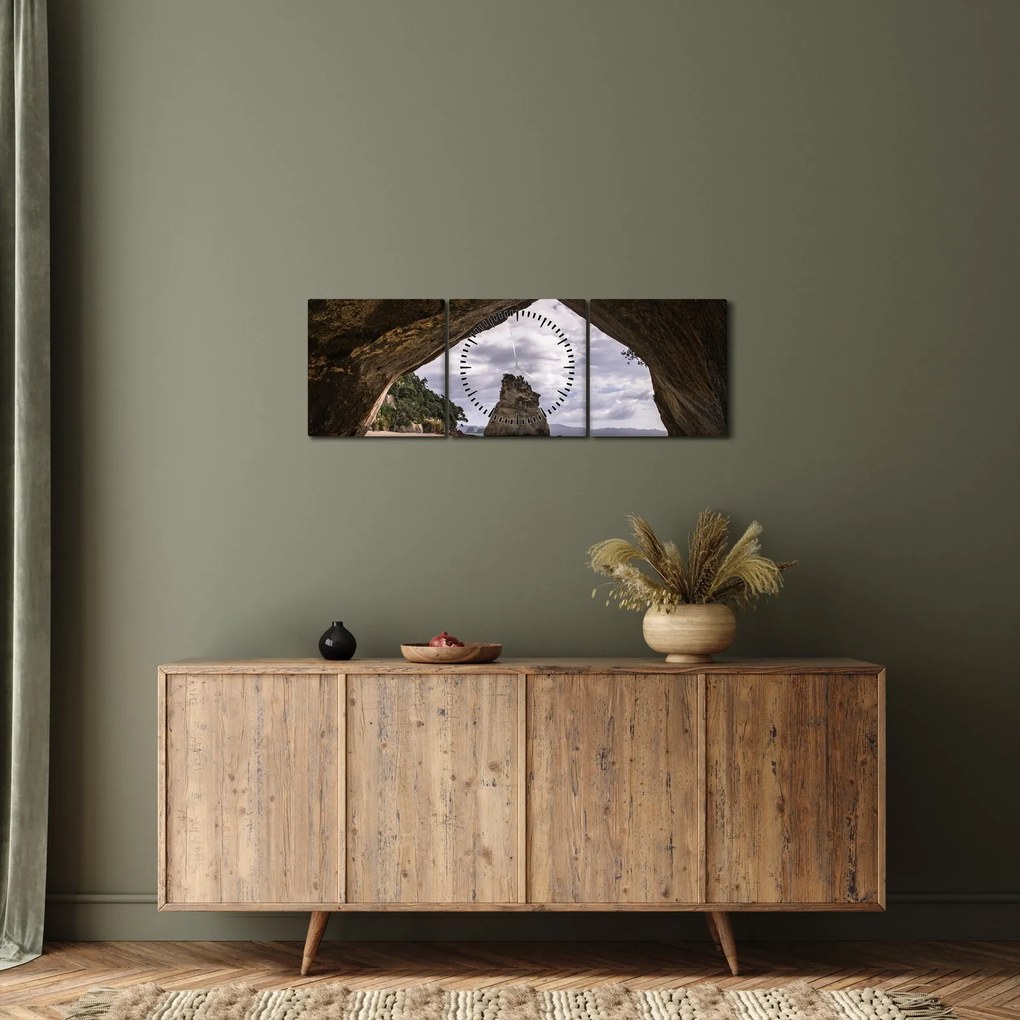 Obraz z jaskyne, Nový Zéland (s hodinami) (90x30 cm)