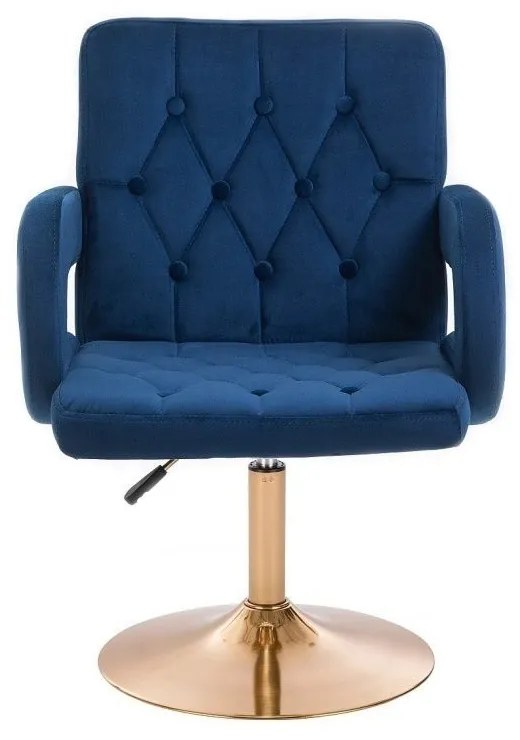 LuxuryForm DESIGN Stolička BOSTON VELUR na zlatom tanieri - modrá