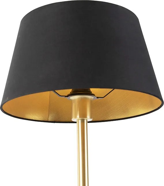 Klasická stolná lampa mosadz s čiernym tienidlom 32 cm - Simplo