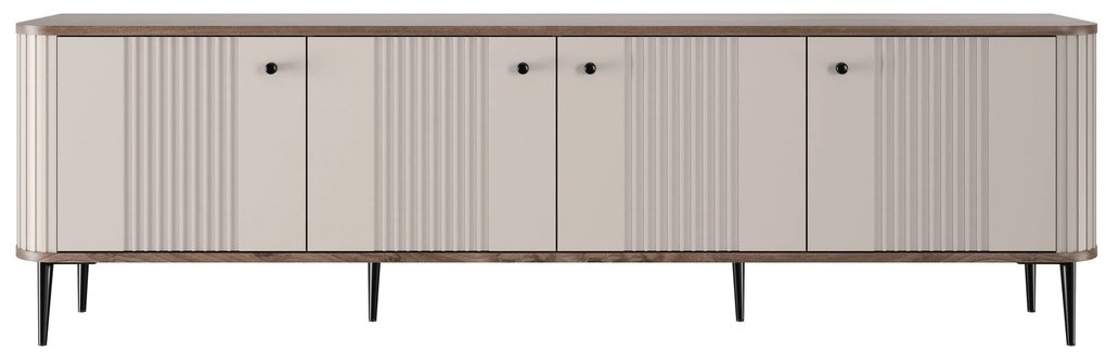 TV skrinka Vesper 4D 187 cm - kašmír / orech / čierne nohy