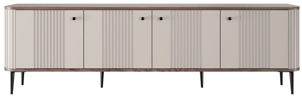 TV stolík Vespera 4D 187 cm - kašmírová / orech / čierne nožičky