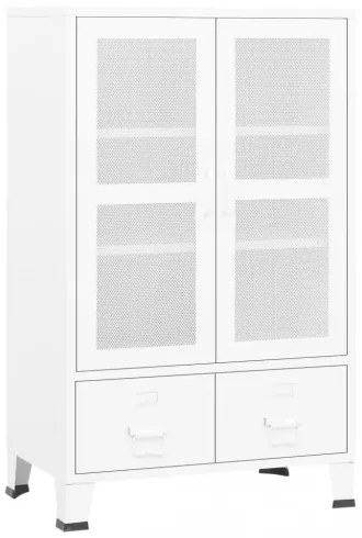 vidaXL Industriálna skladovacia skrinka biela 70x40x115 cm kovová-