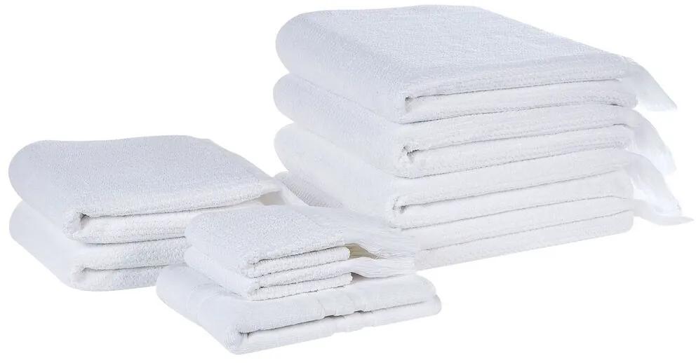 Sada 9 bavlnených froté uterákov biela ATIU Beliani