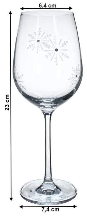 Kondela SNOWFLAKE VINO, poháre na víno, set 4 ks, s kryštálmi, 450 ml