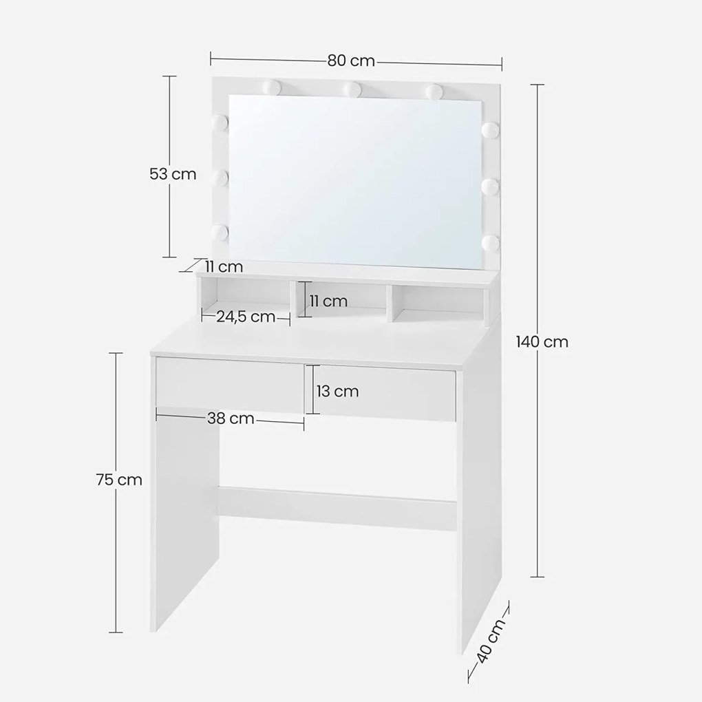Kosmetický toaletní stolek Velisa 140 cm bílý