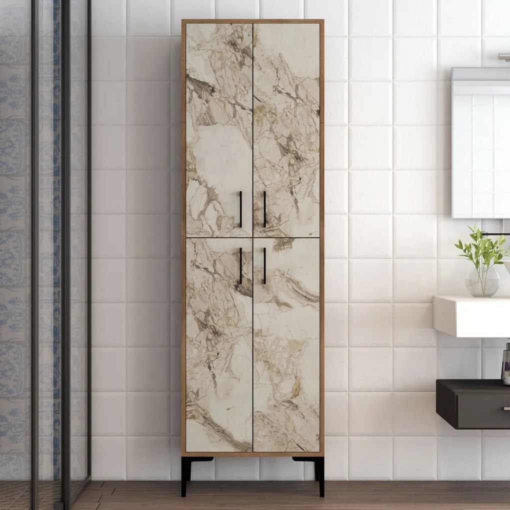 Skriňa Berlin Walnut and White Marble